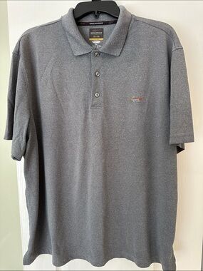 Greg Norman Collection Gray Heather Men’s Polo with Embroidered Shark